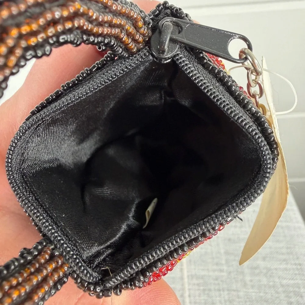VTG Y2K John Weitz Beaded Coin Purse Change Bag Keychain Wallet Boho